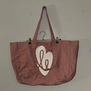 Agnes B. Dusty Pink Canvas Tote Bag with Spacious Design and Heart w/ "b" Logo